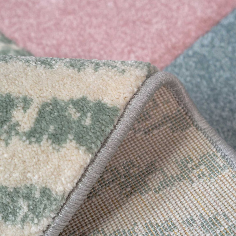 Corrigan Studio Radstock Power Loom Pink/Blue/Grey Rug Wayfair.co.uk